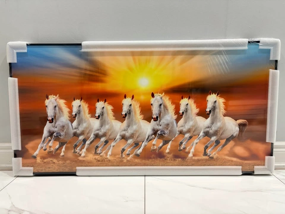 Seven running Horses Sunrise Painting w/ Frame - photo 2