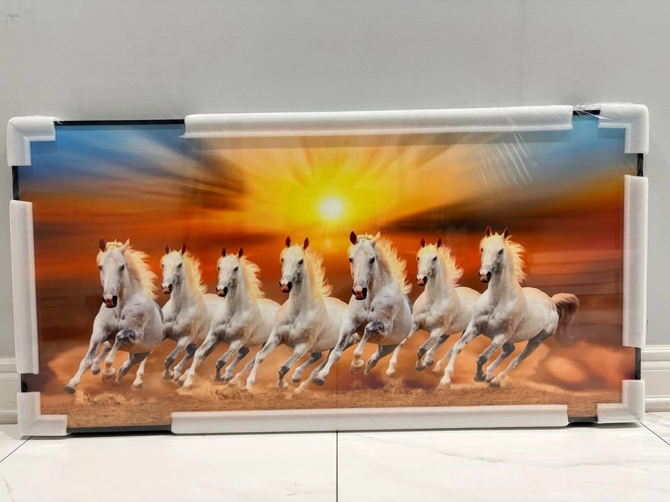 Seven running Horses Sunrise Painting w/ Frame - photo 3