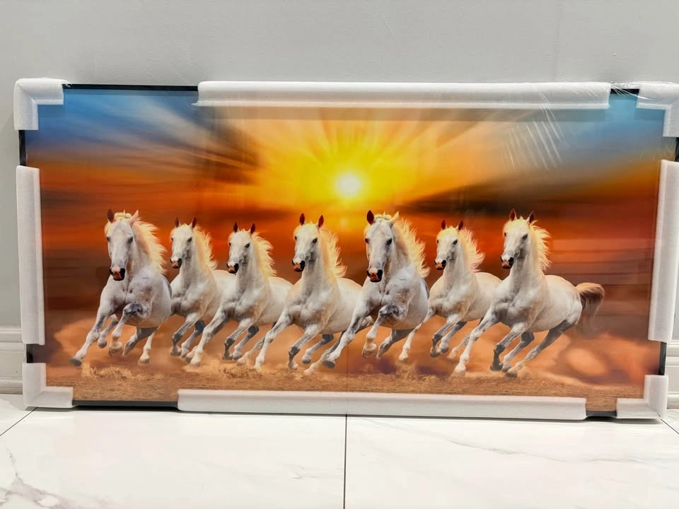 Seven running Horses Sunrise Painting w/ Frame - photo 4