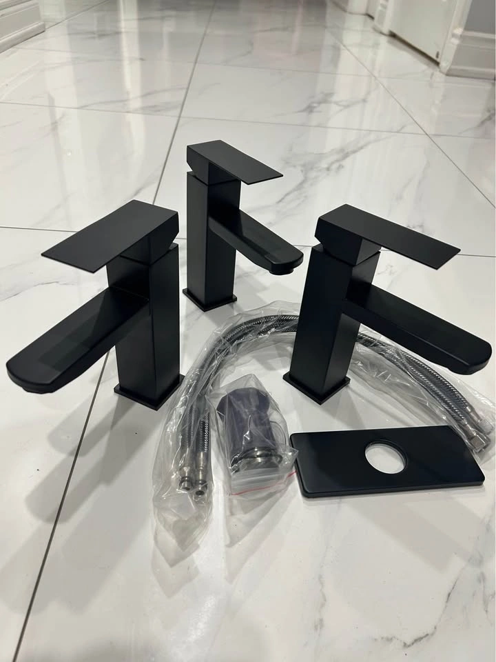 Heavy Duty Metal Bathroom Faucet with Deck Plate - Black - photo 2