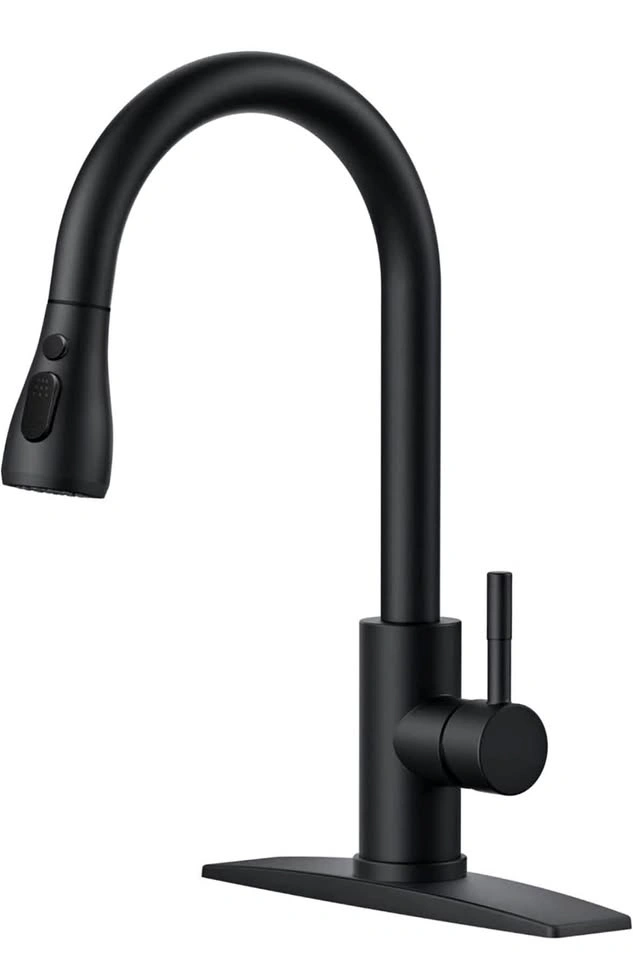 Black Pull-Out Kitchen Faucet with 360 Rotation
