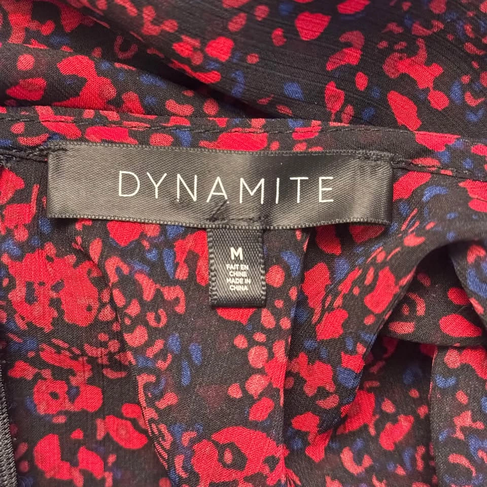 Dynamite Red Floral Long Sleeve Wrap Flowy Jumpsuit - Size M - photo 2