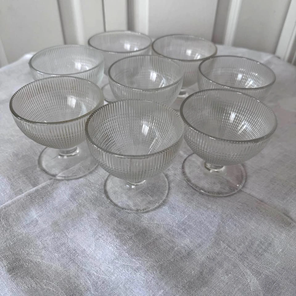 Vintage Pressed Glass Dessert Bowls - Set of 8