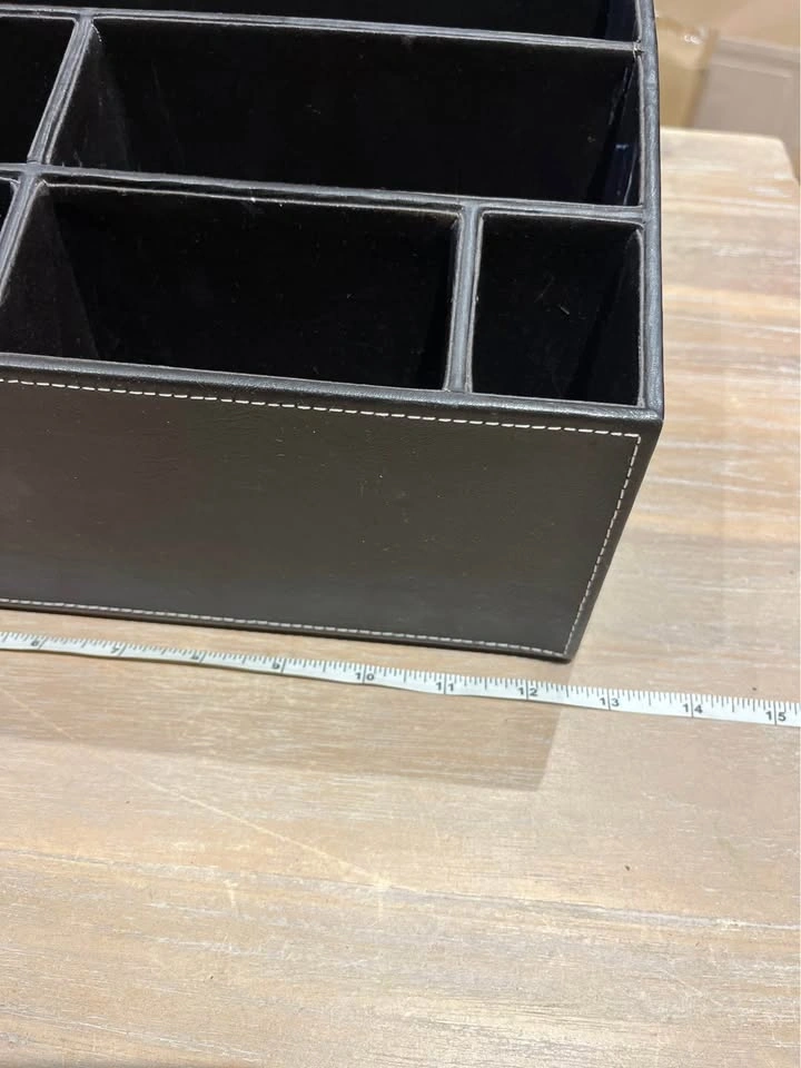 Dark brown leather desk organizer - photo 2