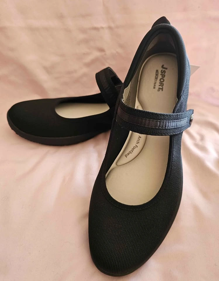 BNIB J SPORT Black Mary Jane Flats Shoes 10M Memory Foam - photo 4