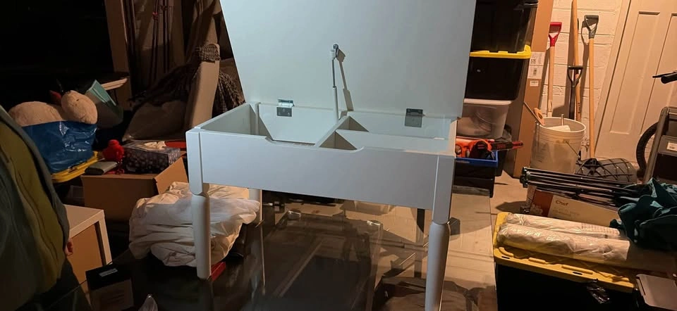 White Lift-Top Storage Table - photo 2