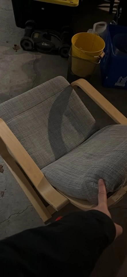 IKEA Poang Chair Gray Cushion Wood Frame - photo 2