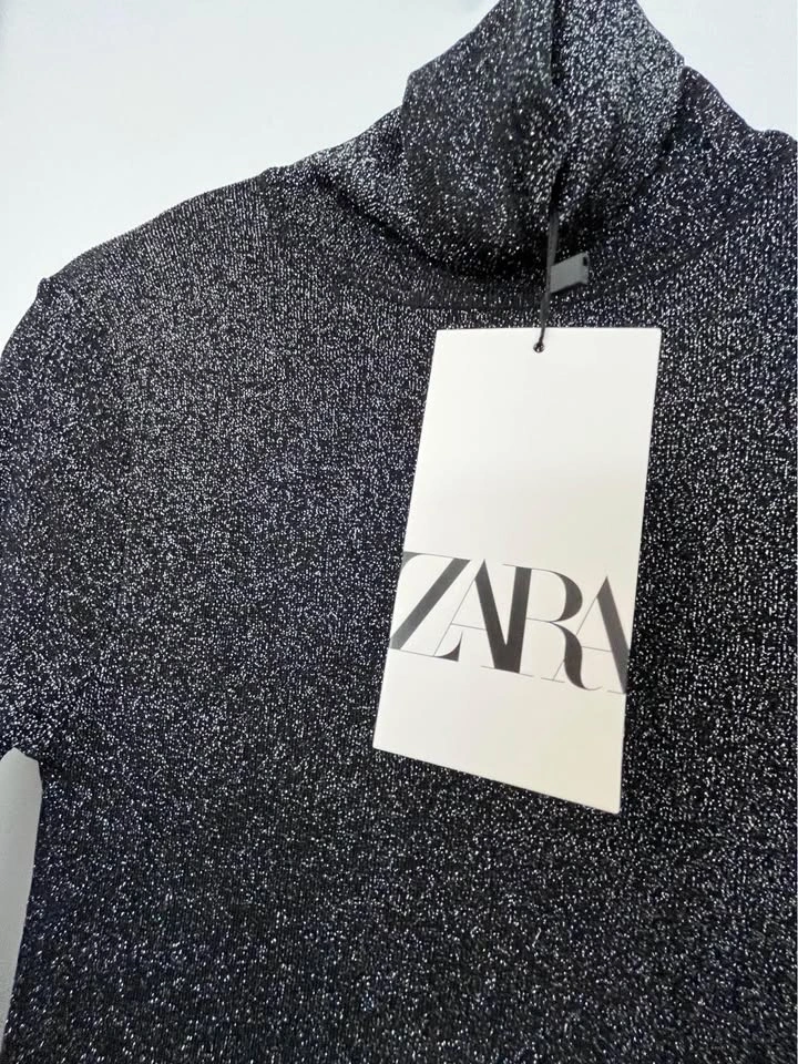 ZARA WOMEN METALLIC THREAD KNIT DRESS - photo 2