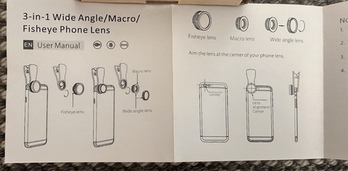 Mpow 3-in-1 Clip-On Lens Kit (Fisheye, Wide, Macro) - photo 2