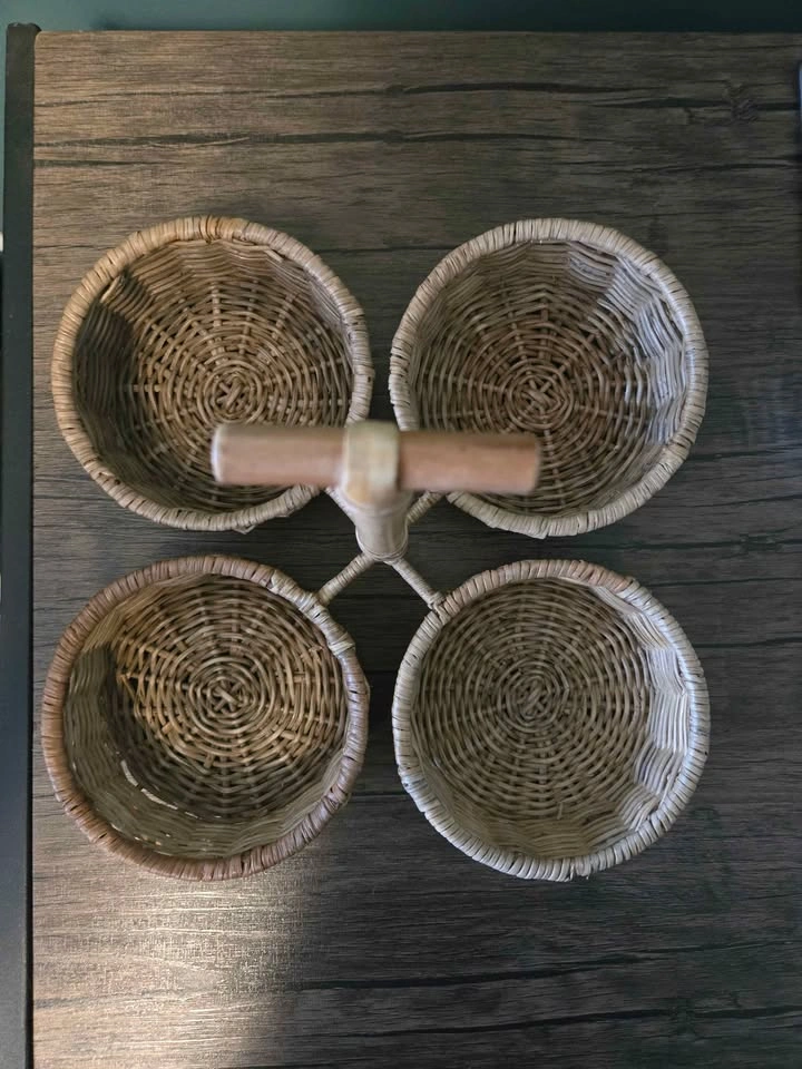 Wicker Rattan 4-Basket Caddy Organizer - photo 3