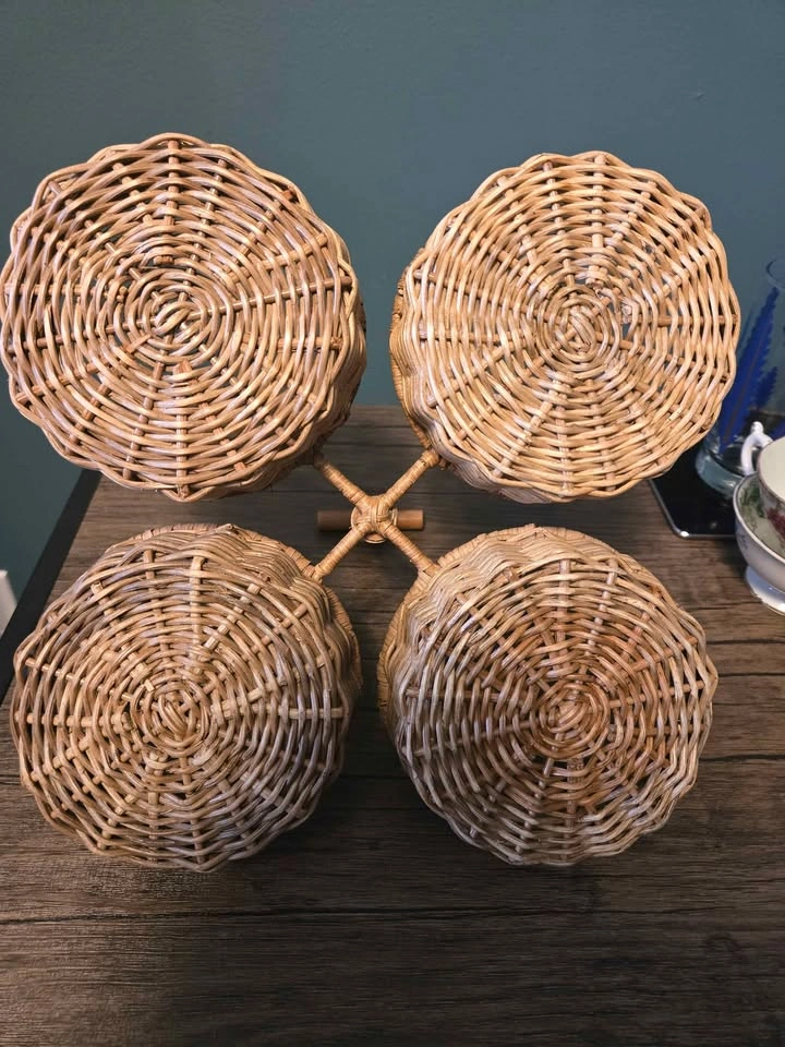 Wicker Rattan 4-Basket Caddy Organizer - photo 4