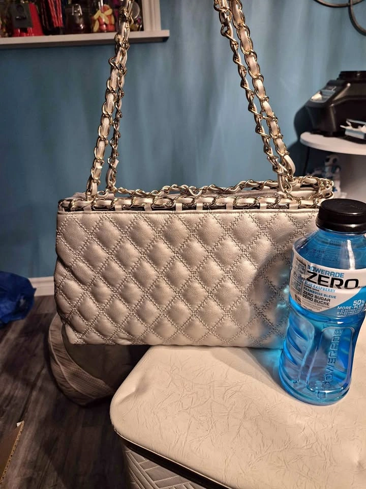 Soft Silver Purse, New with Crossbody Strap