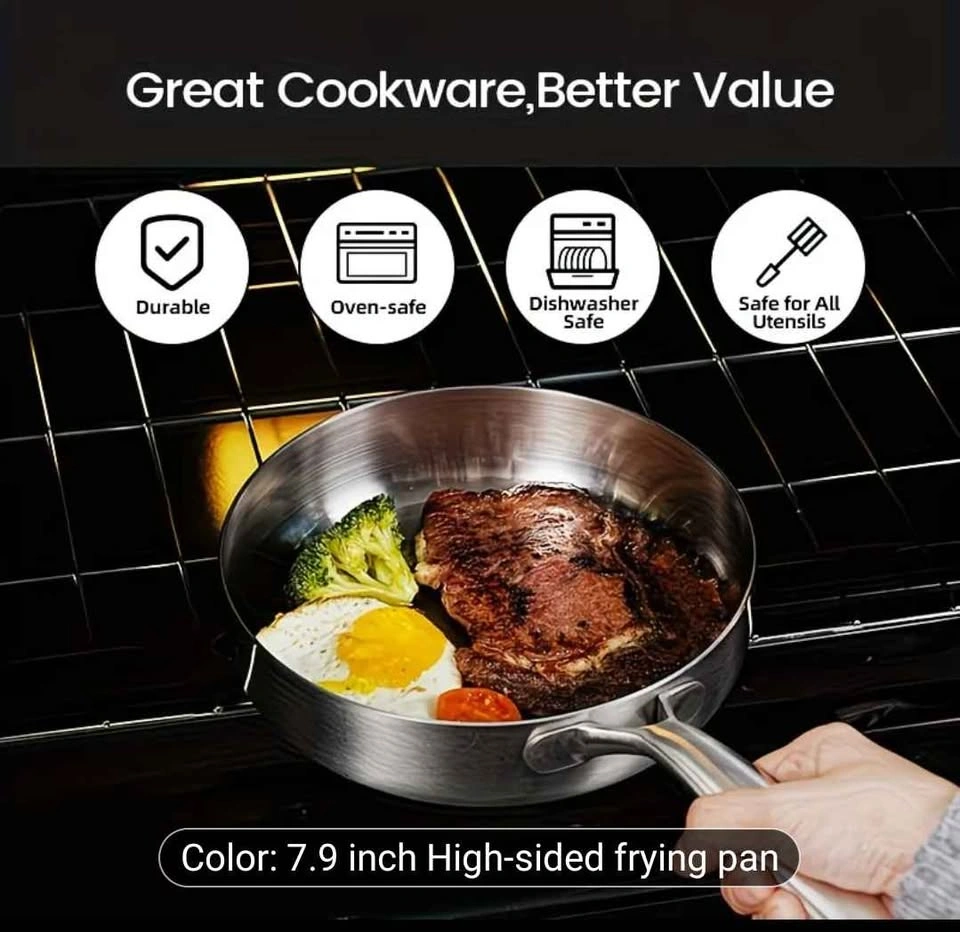 Brand new tri ply 8 Inch heavy weight stainless steel fry pan - photo 5