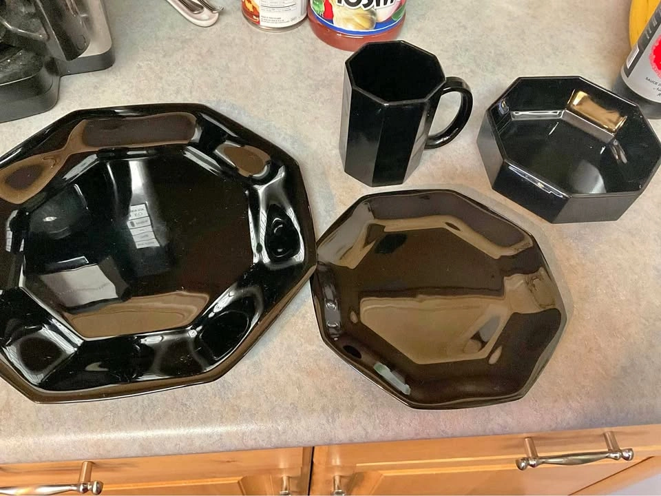 Vintage Arcoroc Black Dishes (4 of each item)
