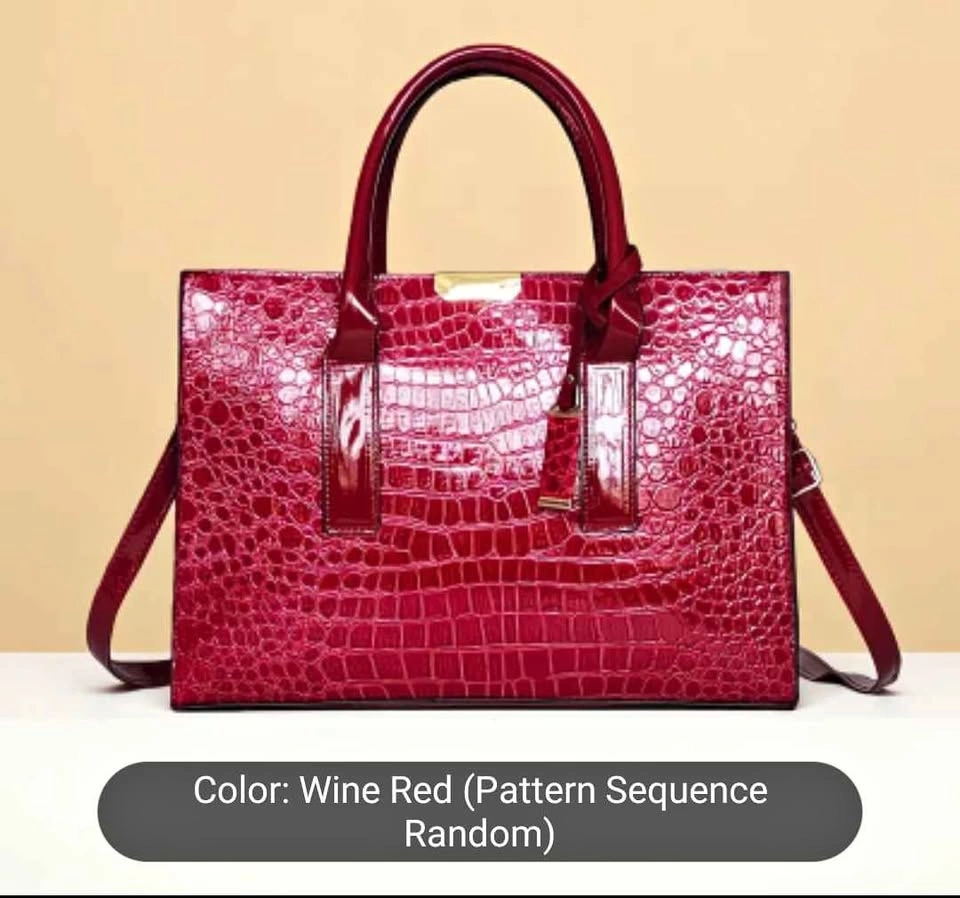 Brand new large capacity wine red crocodile pattern hand bag