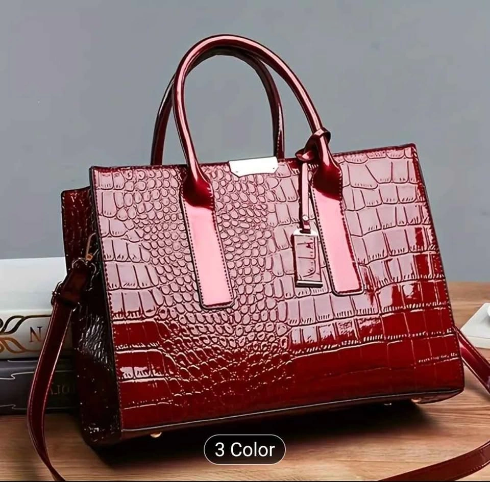 Brand new large capacity wine red crocodile pattern hand bag - photo 2