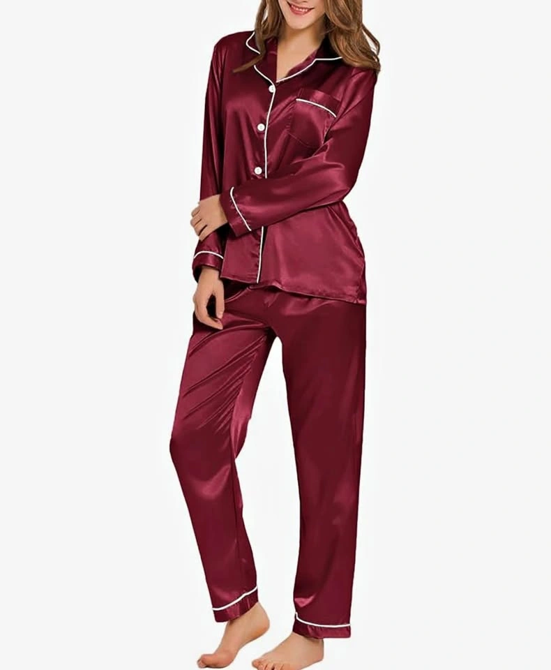 NEW Plus Size 2XL Burgundy Satin Pajama Set