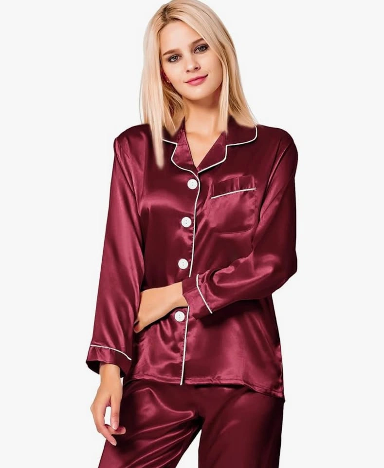 NEW Plus Size 2XL Burgundy Satin Pajama Set - photo 2