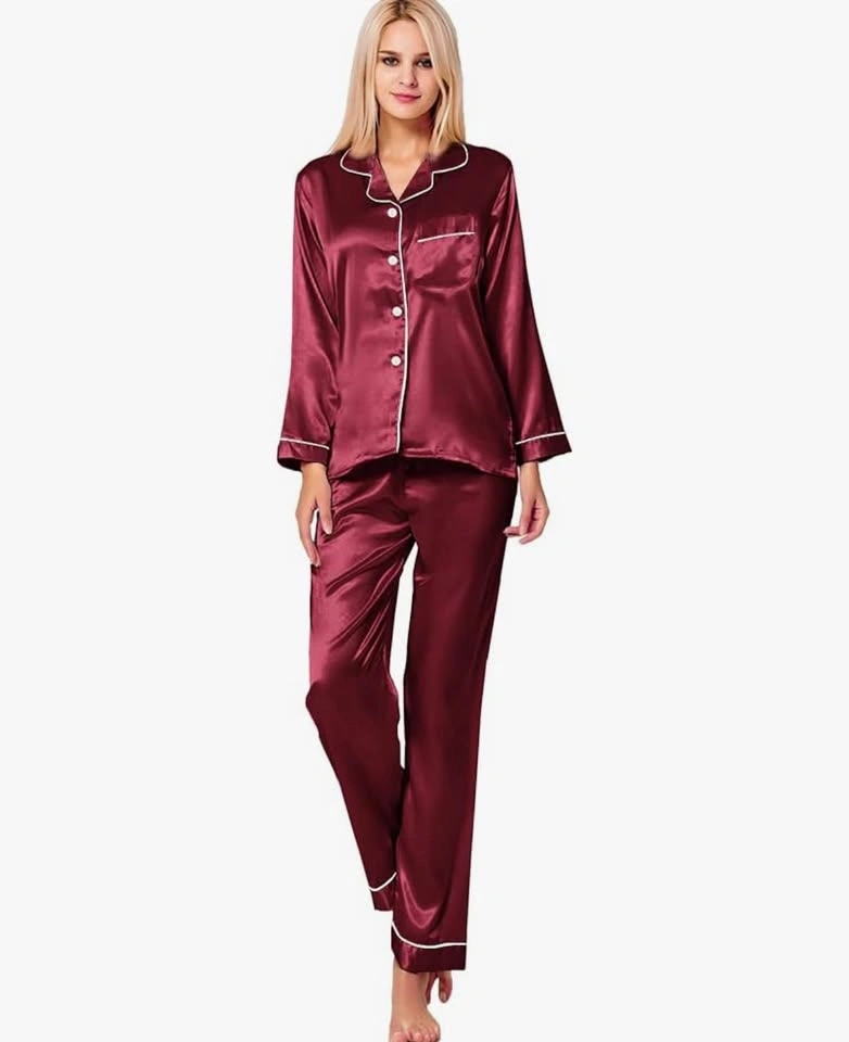 NEW Plus Size 2XL Burgundy Satin Pajama Set - photo 3