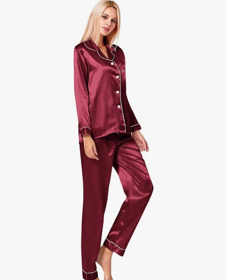 NEW Plus Size 2XL Burgundy Satin Pajama Set - photo 4