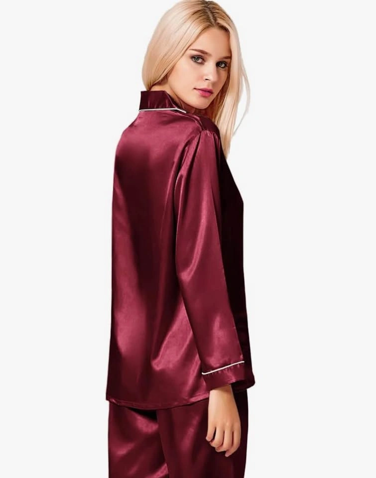 NEW Plus Size 2XL Burgundy Satin Pajama Set - photo 5