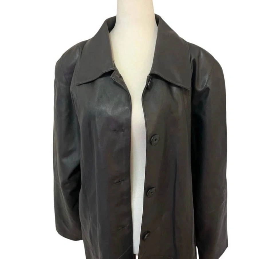 Black Vegan Leather Women's XL Trench Jacket - photo 5