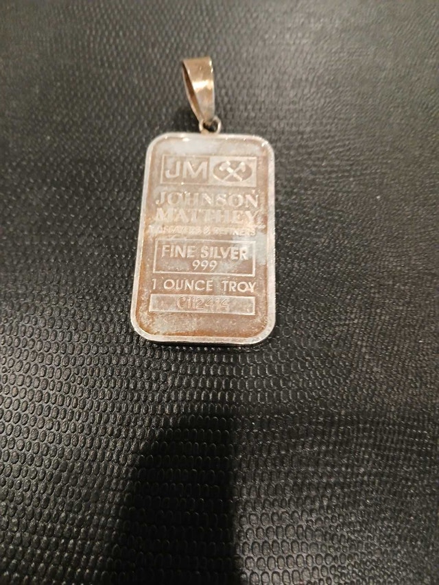 1oz Johnson Matthey Silver Bar Pendant