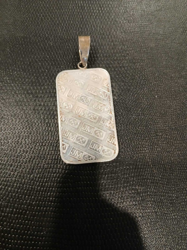 1oz Johnson Matthey Silver Bar Pendant - photo 2