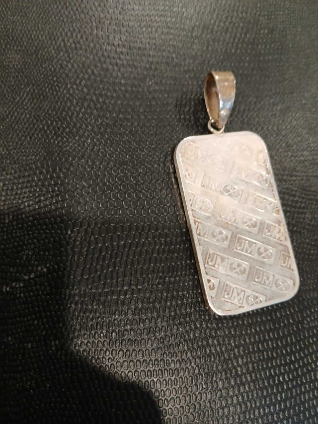 1oz Johnson Matthey Silver Bar Pendant - photo 3