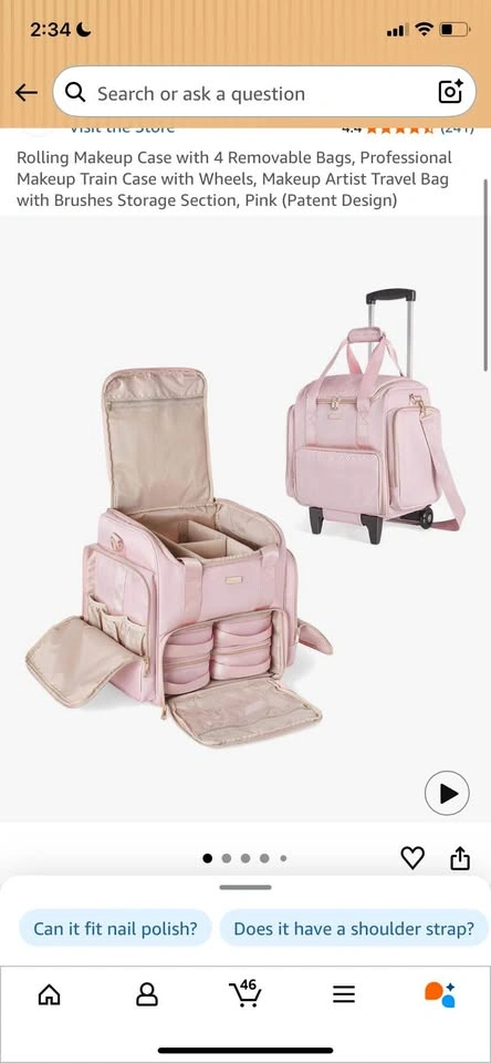 Pink Prokwa Rolling Makeup Case Artist Travel Bag - photo 2