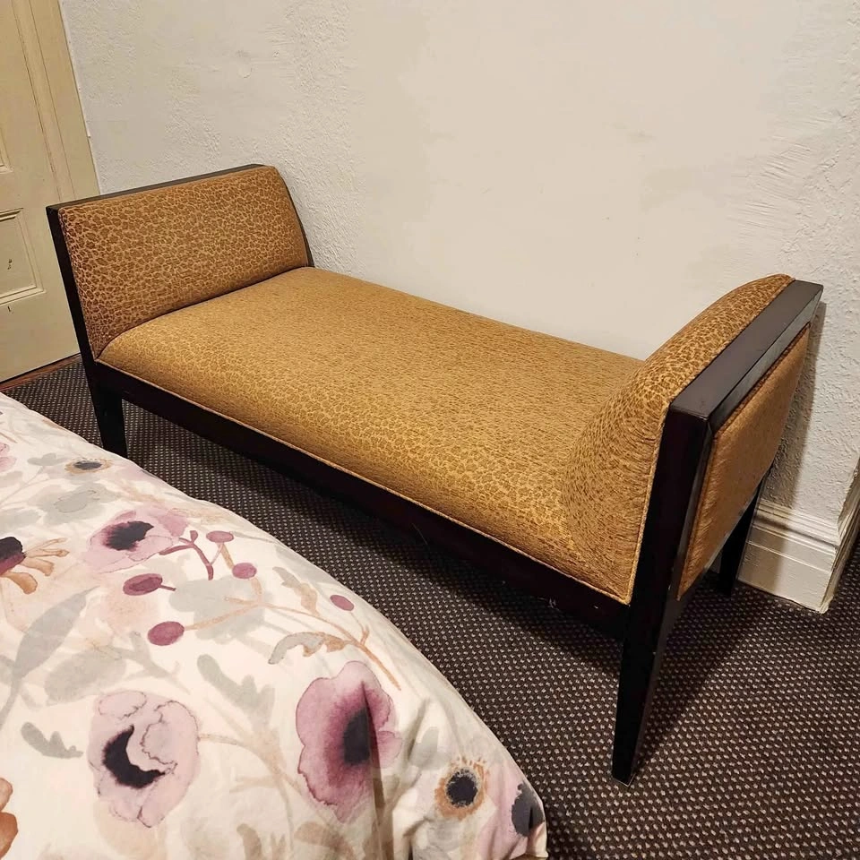 Heavy Wood Upholstered Bench - Cheetah Leopard Print