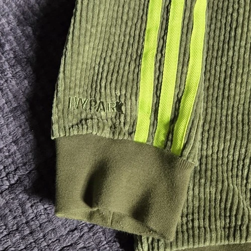 Adidas x Ivy Park Corduroy Hoodie Green Neon Stripes Unisex Smal - photo 3