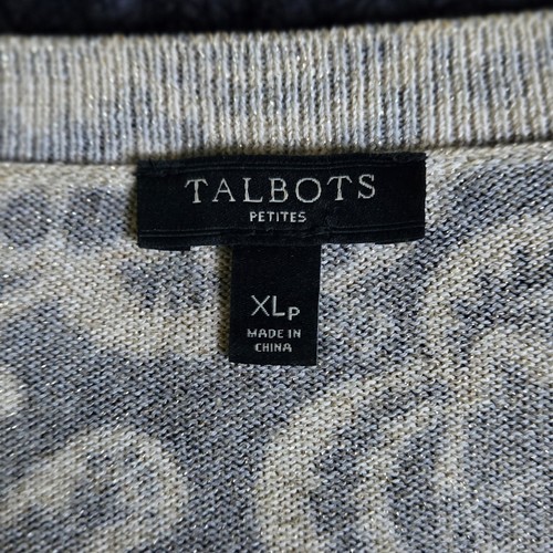 Talbots Petites XL Black Gold Floral Metallic Knit Cardigan - photo 4