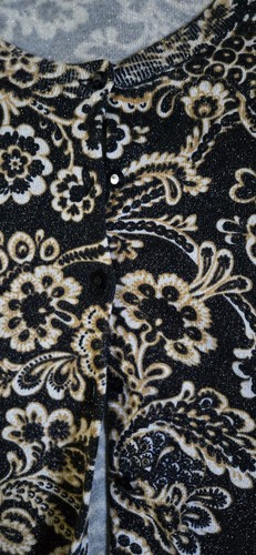 Talbots Petites XL Black Gold Floral Metallic Knit Cardigan - photo 5