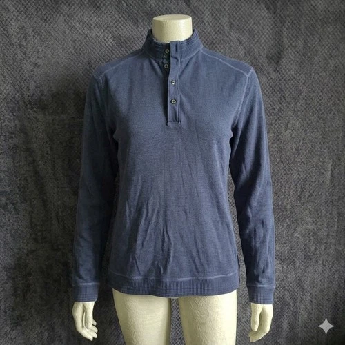 Tommy Bahama Men's XXL Blue Cotton Ribbed Henley Sweater