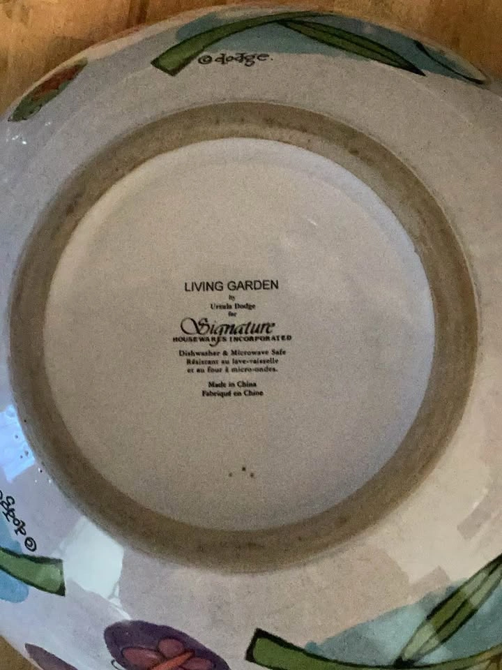 Ursula Dodge Stoneware Mixing Bowl - Living Garden Dragonfly Des - photo 4