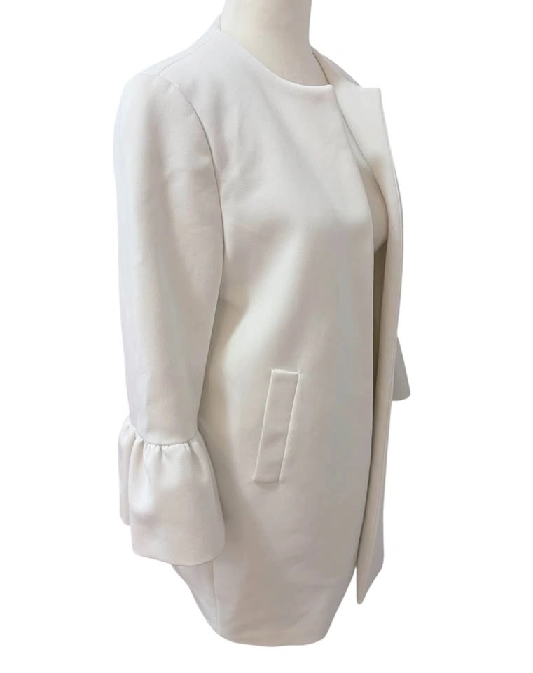 Zara Woman White Bell Sleeve Ruffle Open Front Blazer Size S - photo 3