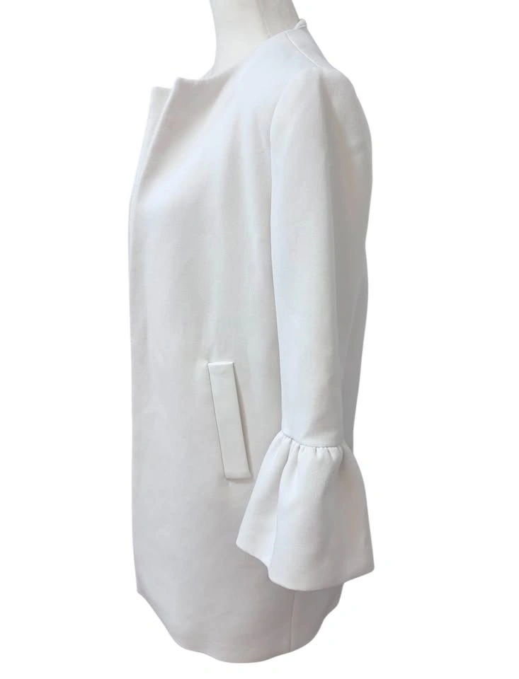Zara Woman White Bell Sleeve Ruffle Open Front Blazer Size S - photo 5