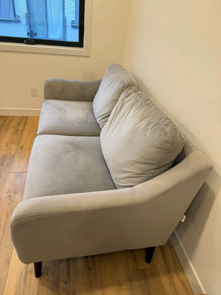 2 Seats Light Grey Velvet Sofa - photo 2