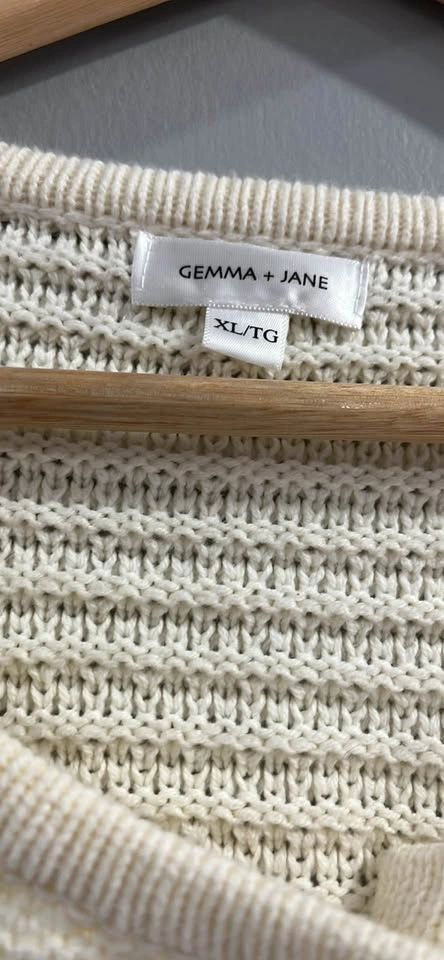 Gemma + Jane Cream Ribbed Cardigan Sweater XL - photo 2