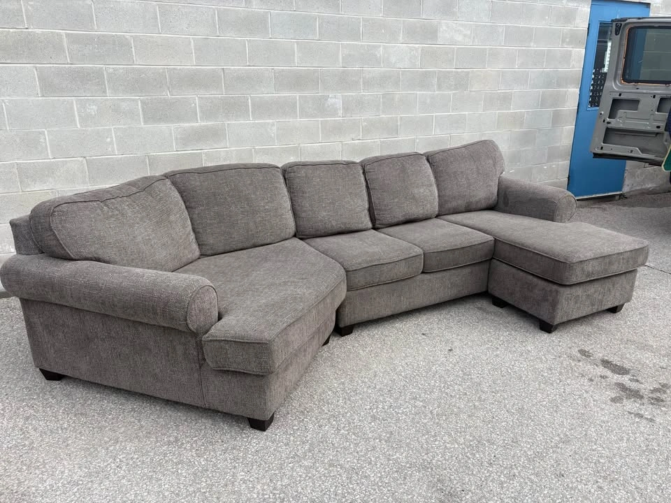 Grey Large Sectional Sofa with Wedge Chaise - Free Delivery - photo 3