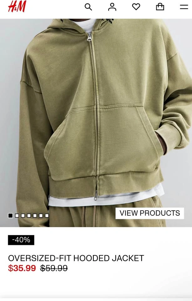 H&M Oversized Zip Up Sweater - Size S
