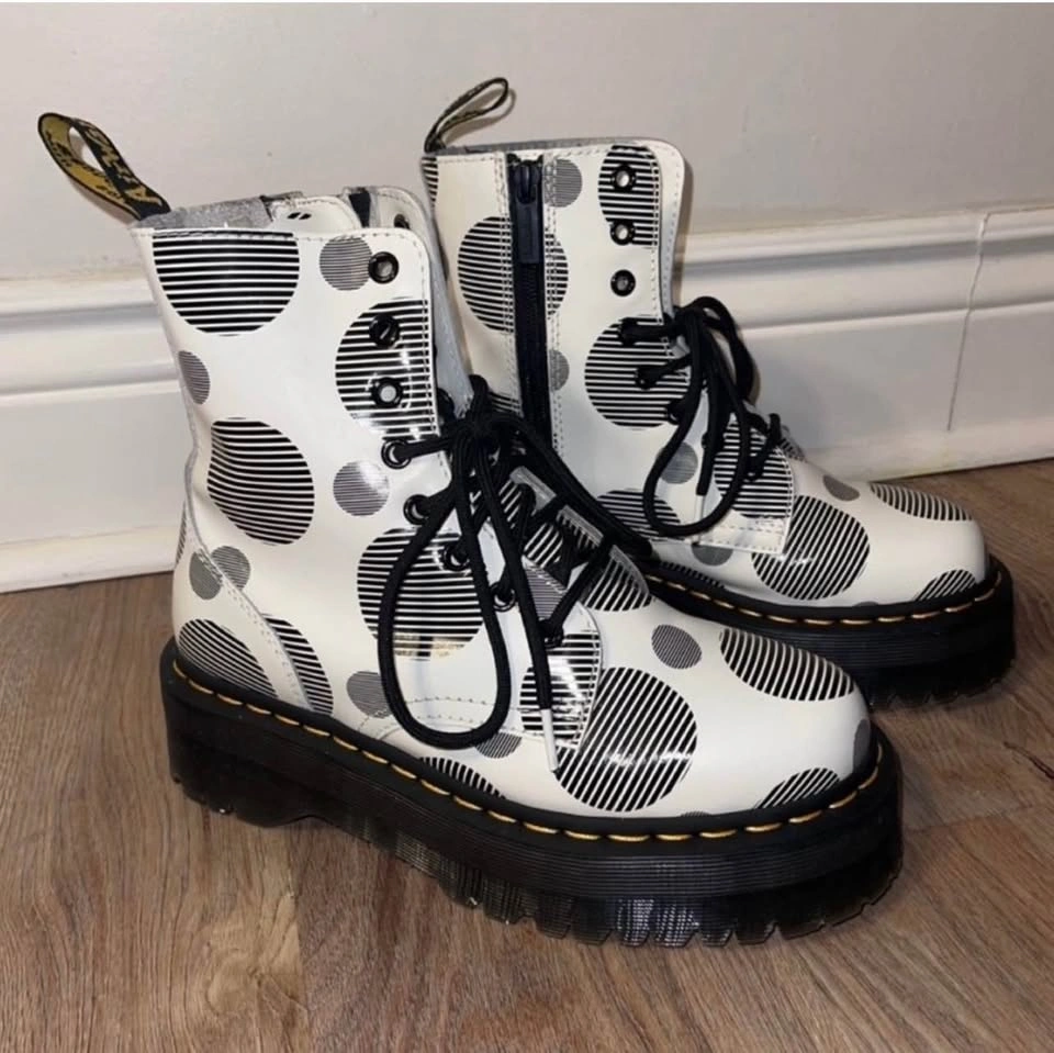 Dr Martens Jadon Polka Dot Leather Platform Boots Size 38 - photo 2