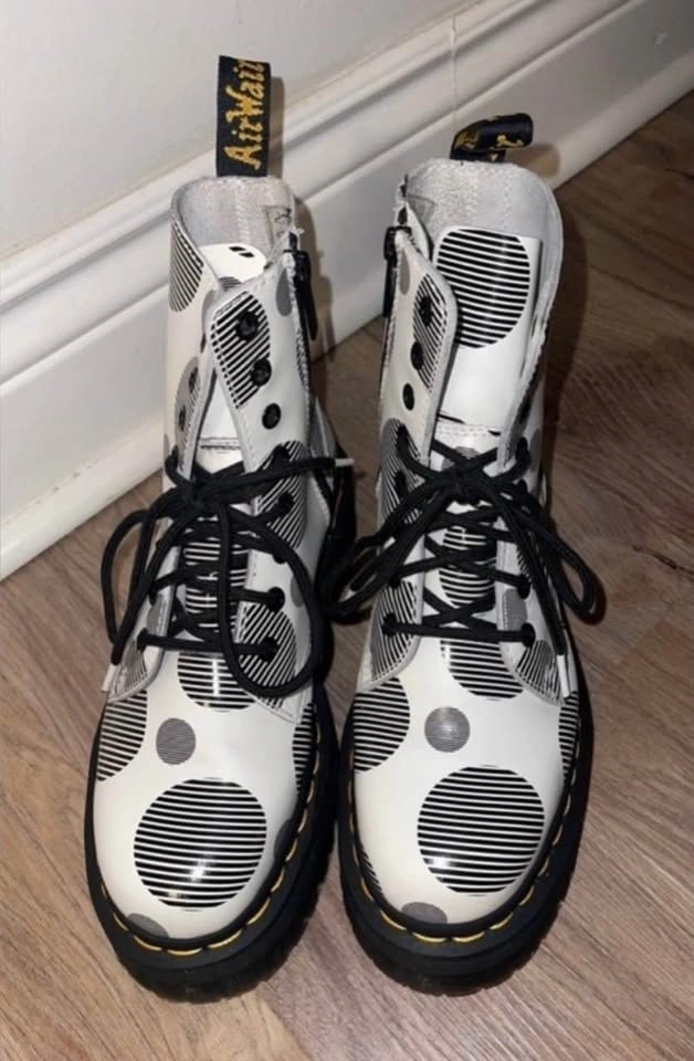 Dr Martens Jadon Polka Dot Leather Platform Boots Size 38 - photo 3