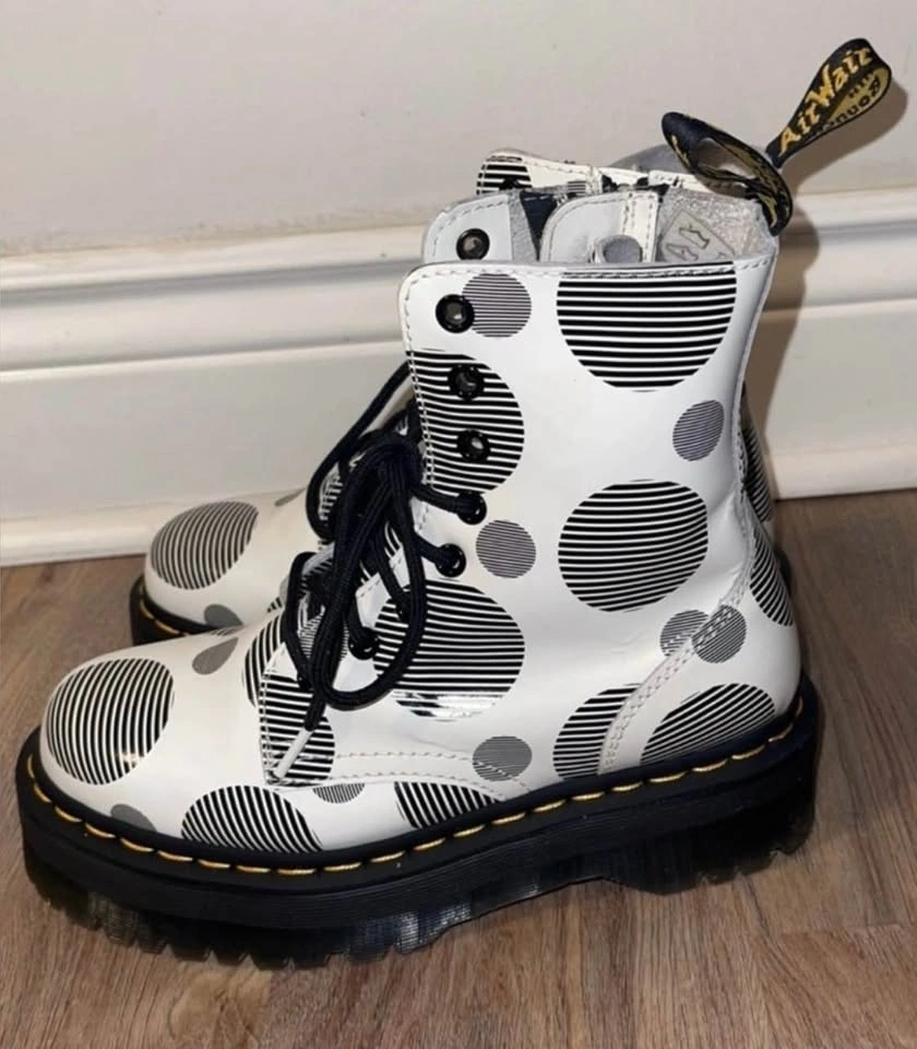 Dr Martens Jadon Polka Dot Leather Platform Boots Size 38 - photo 4