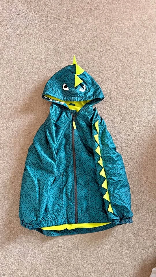 Carter's Green Dinosaur Hooded Rain Jacket Size 8