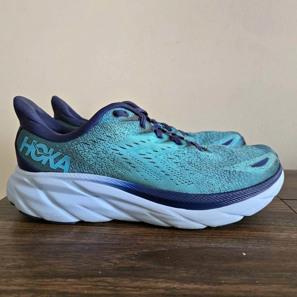 HOKA Clifton 8 WIDE Running Shoes Mens Size 9 2E Blue