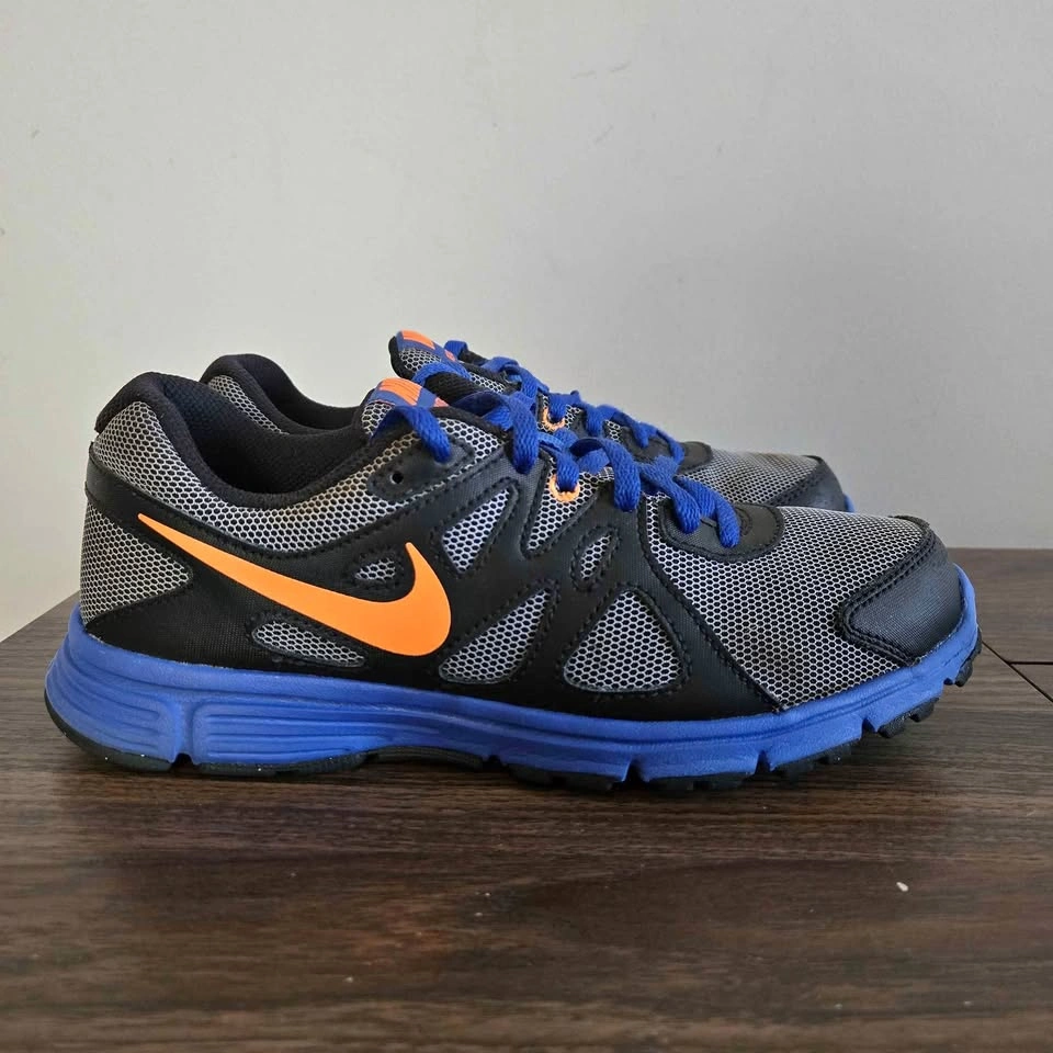 Nike Revolution 2 Running Shoes Kids Size 4Y Gray Blue Athletic