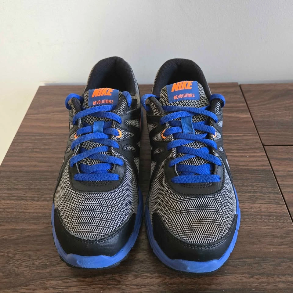 Nike Revolution 2 Running Shoes Kids Size 4Y Gray Blue Athletic - photo 3