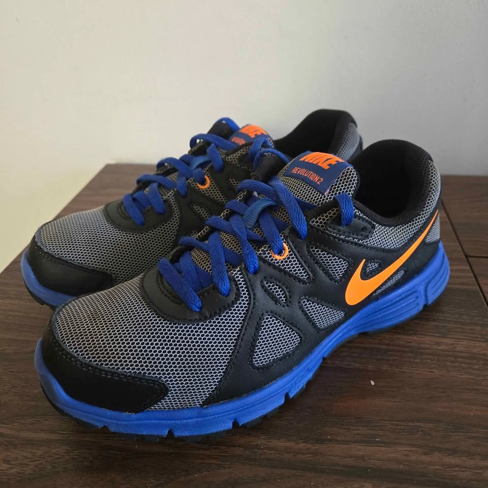 Nike Revolution 2 Running Shoes Kids Size 4Y Gray Blue Athletic - photo 5